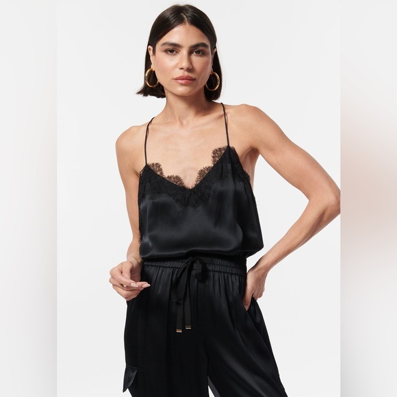 New! CAMI NYC Racer Charmeuse Lace Silk Cami in Black 🖤 Medium - Picture 4 of 12